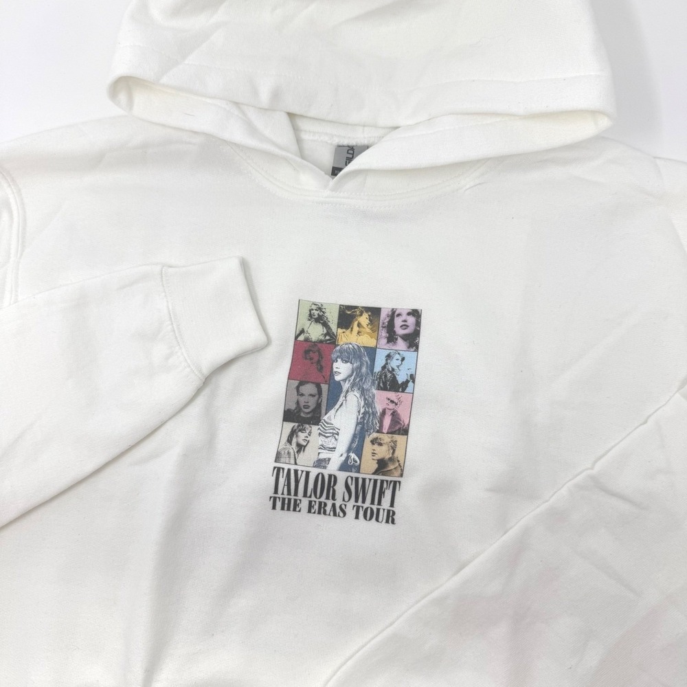 Taylor Swift The Eras Tour White Hoodie Youth Large Gildan Heavy Blend Concert